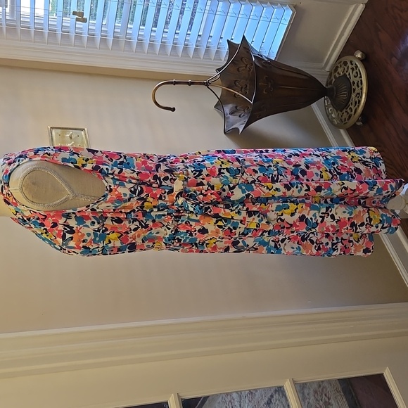 Juicy Couture pink aqua yellow Black Tie side Midi dress sleeveless stretch XXL - Picture 4 of 9